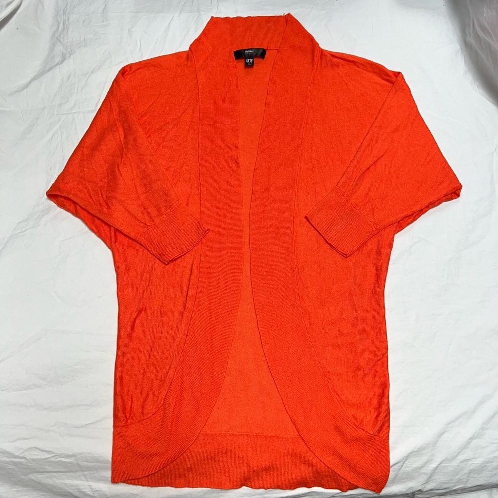 Massimo 🍊🧡 bright orange open dolman cardigan sweater light eight